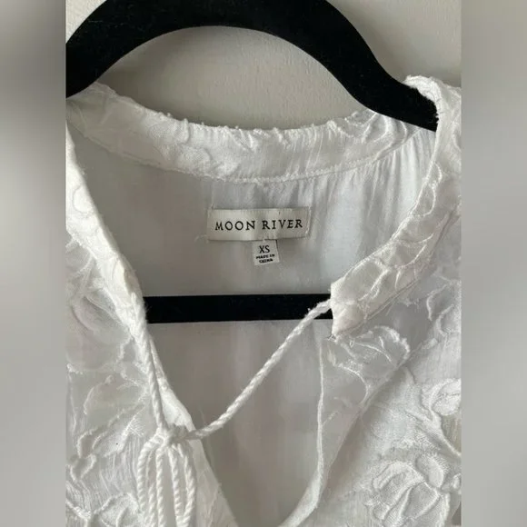 Moon River Bohemian White Lace Long Sleeve Dress Women’s Size XS - Picture 7 of 10